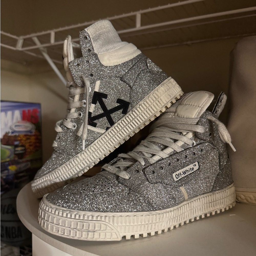 Off-White Glitter High-Top Sneakers